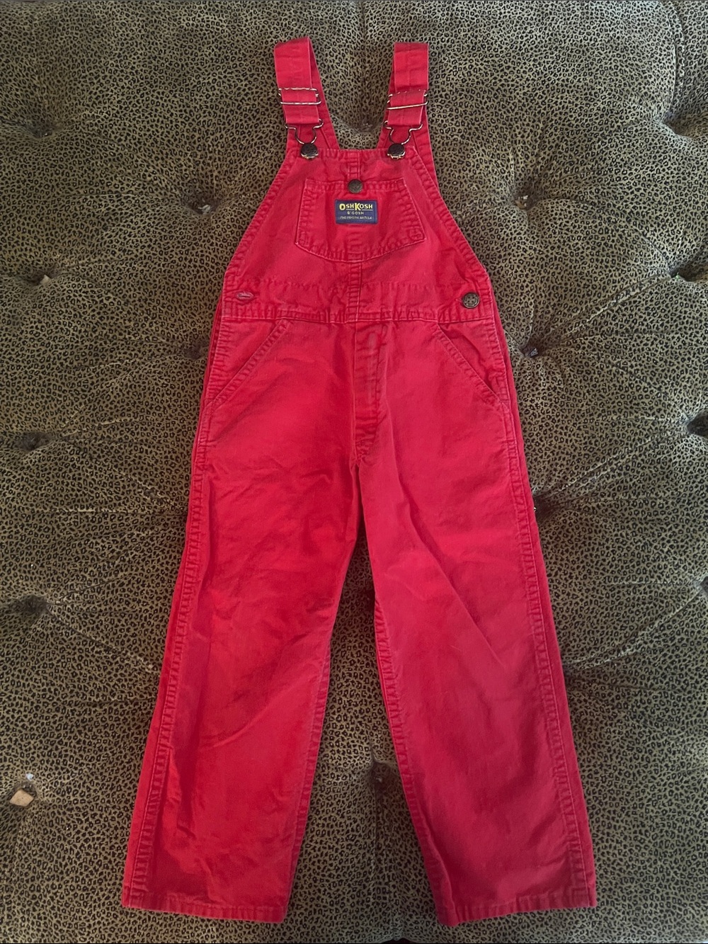 Vintage OshKosh B'gosh Bright Red Kids Overalls with Adjustable Straps size 5